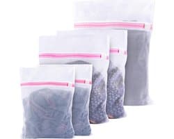 Allecto Plus - Wasnetten 5 stuks herbruikbaar waszak met ritssluiting - voorkom vervorming - reizen - kleding - lakens - roze.