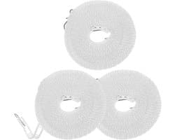3 stuks 164 ft winddichte nylon draagbare waslijn - verstelbaar voor kamperen, reizen, kleerhangers of thuis - wit