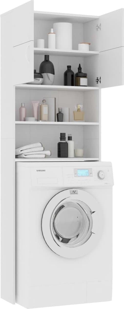 Wasmachine ombouw - Kast - Opbouwmeubel - Verhoger - Wasmachine meubel - Opbergkast - Hout - Wit — afbeelding 1