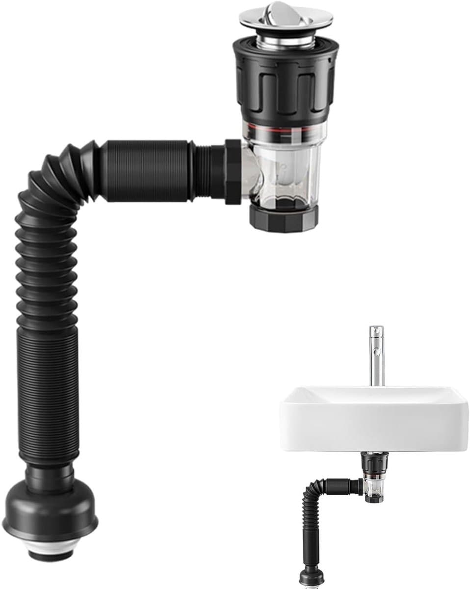 Afvoerslang - Flexibele Slang - Badkamer Sanitair - Geurremmend Ontwerp - 40 mm - Zwart — afbeelding 1