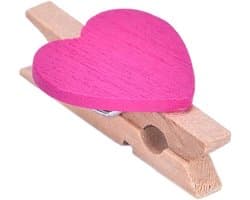 Houten Hart Clips - Mini Wasknijpers - Foto's Ophangen - Duurzaam Hout - 35 cm - Rose