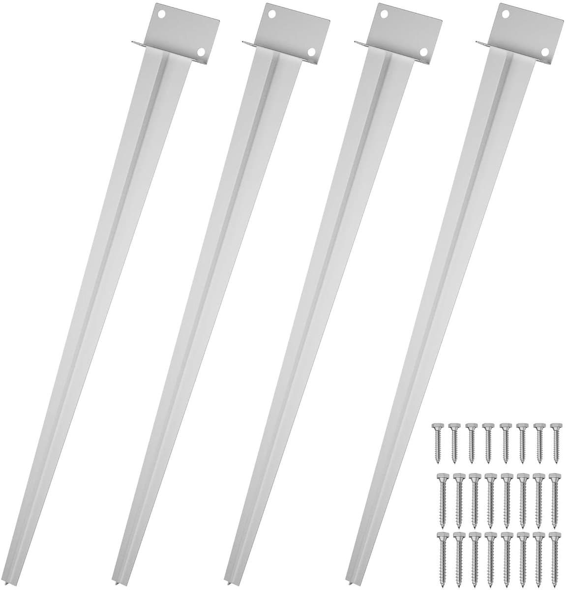 Grondhulzen L-vorm - Paalhouders Grondankers - Houten Palen Verankeren - Verlengde Punt - 4 x 70 cm - Zilver — afbeelding 1
