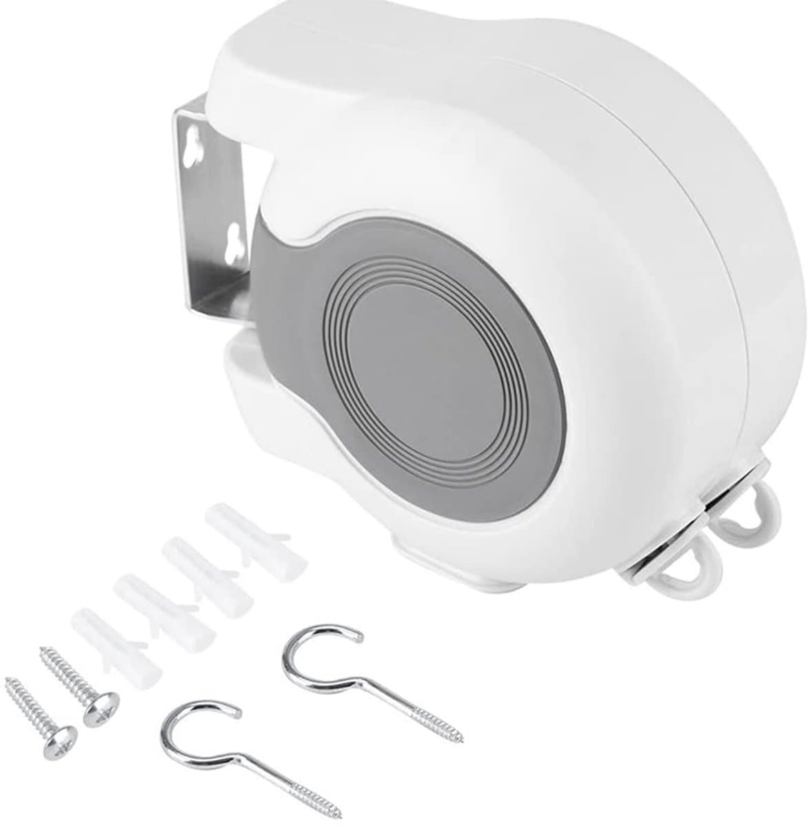 Allecto - Retractable Clothesline - Waslijn - Wall Mounted - PVC Draad - 2x12.8m - Geschikt voor Binnen en Buiten - Wit — afbeelding 1