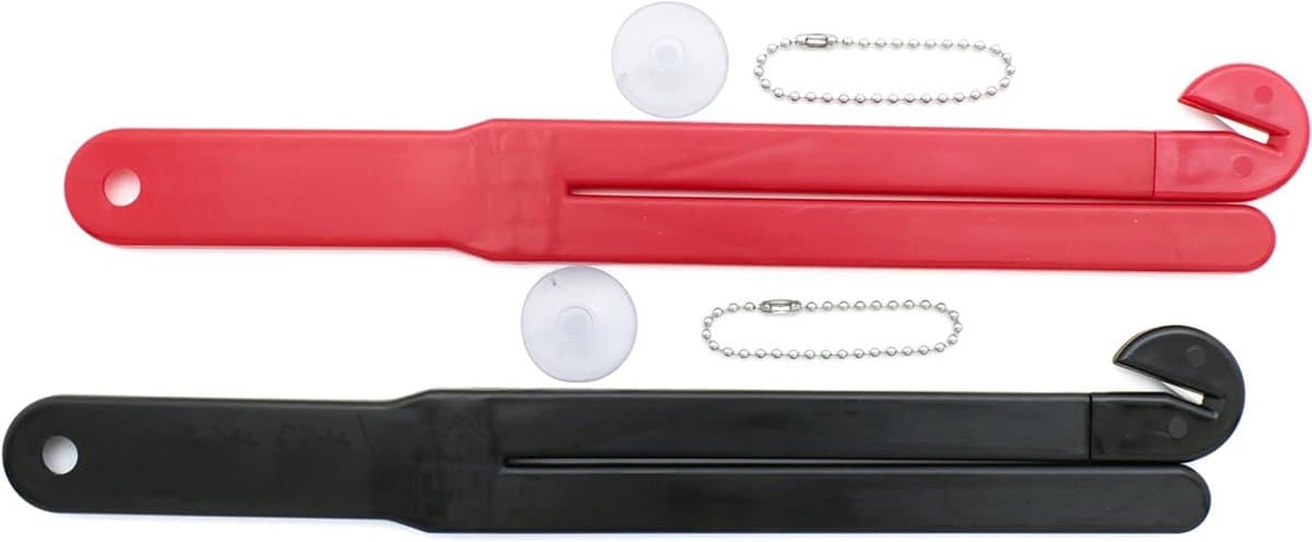 Zak Snijder - Opener Squeezer - Voedselresten Verminderen - Inclusief Ketting Zuignap - 2 Stuks - Zwart Rood — afbeelding 1