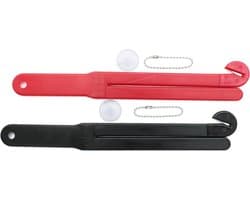 Zak Snijder - Opener Squeezer - Voedselresten Verminderen - Inclusief Ketting Zuignap - 2 Stuks - Zwart Rood