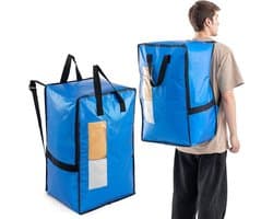 Verticale Verhuiszakken met Sterke Handvatten en Ritsen voor Kledingopslag, Waszakken en Reizen (Blauw, 2 Stuks)