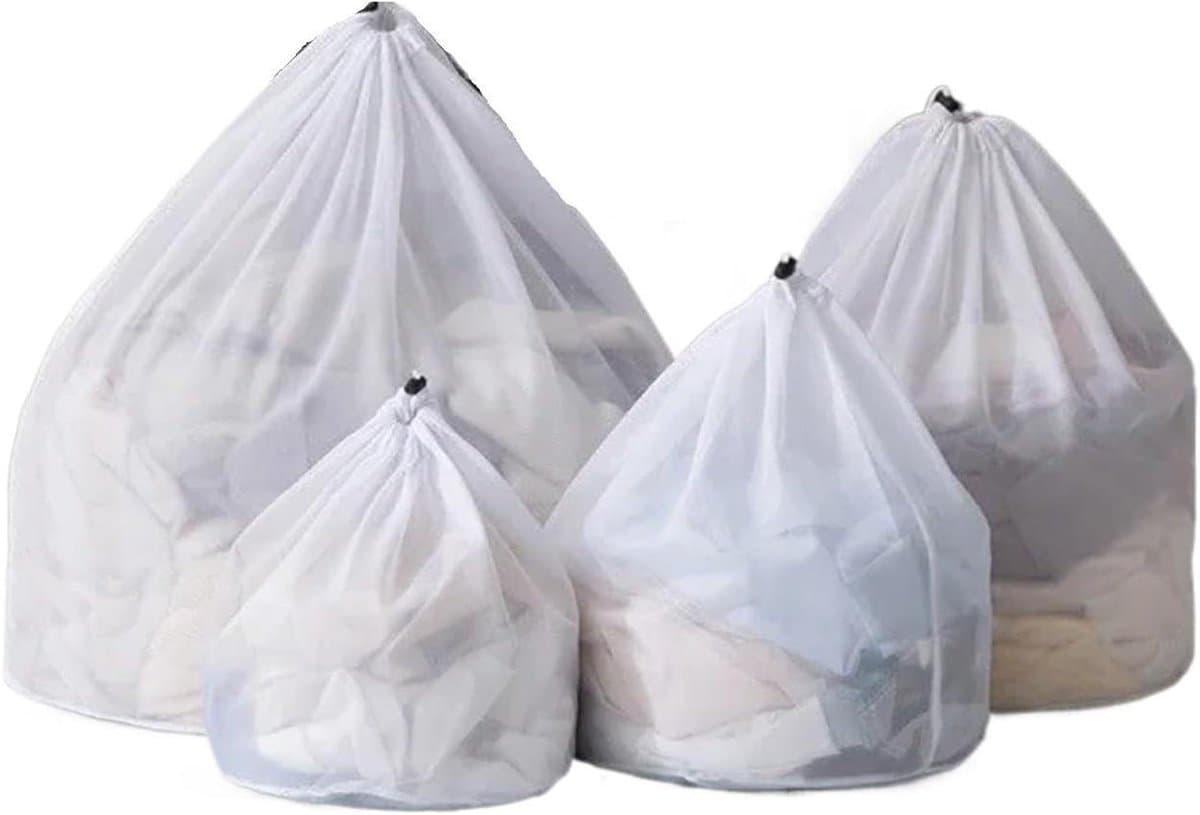 Waszakken Netweefsel - Fijnmazige Zakken - Kleding Beschermen - Veilige Ritssluiting - 4 stuks 30x40cm - Wit — afbeelding 1