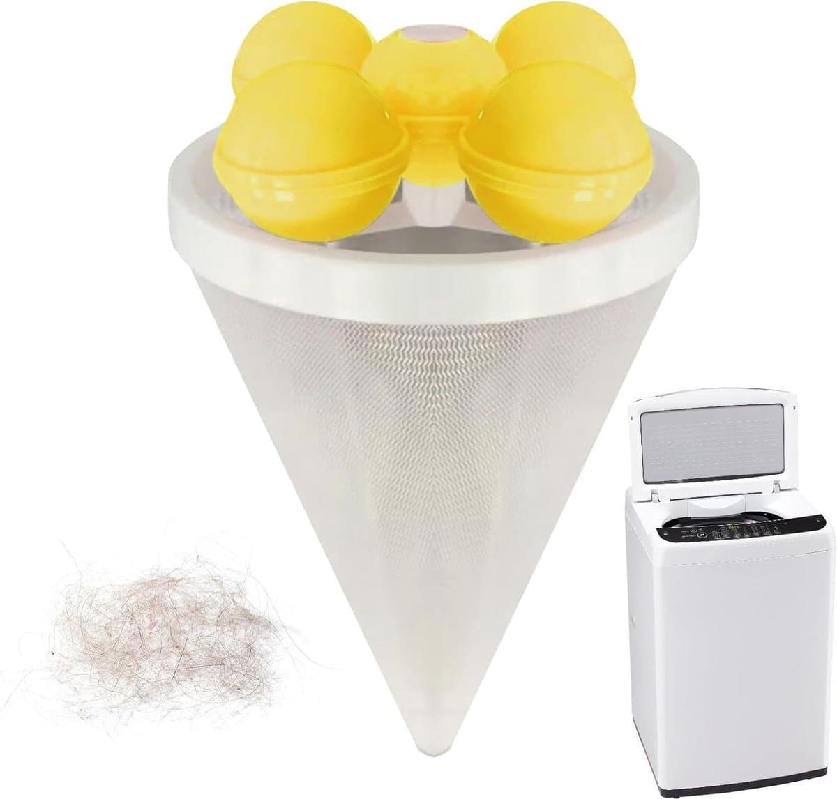 Haarfilters Wasmachines - Pluisvangers - Kleding Reinigen - Herbruikbaar Ontwerp - 4.5 cm - Geel — afbeelding 1