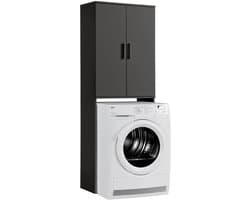 Wasmachinekast Hoge Kast - Badkamerkast Opbergkast - Ruimte Besparen - In Hoogte Verstelbaar - 180x65x34 cm - Antraciet