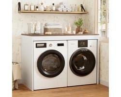 Wasmachinekast - Opbergkast - Ruimte Organiseren - Groot Werkblad - 128 x 60 x 97 cm - Bruin Wit
