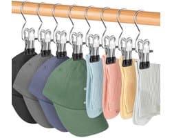 NTHProducts - Washaak - Rvs Haken - Ideaal voor Organisatie - Zwart - Kledingclips - Voor Trousers, Schoenen en Handdoeken - 8 Stuks