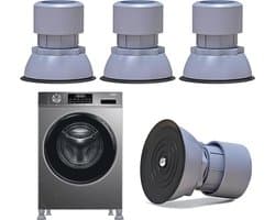 Vibratie-dempers voor wasmachine en droger, set van 4, hoogte verstelbare dempingspads, anti-vibratie en geluidsreductie, geschikt voor 10-12 cm voeten, grijs