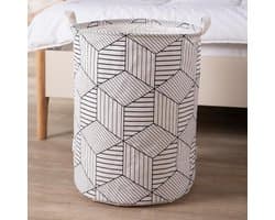 1 stuk - Wasmand - Katoen/linnen wasmand - Opbergemmer - Opbergtas - Opvouwbaar - Katoen/linnen materiaal - Waterdicht - Geschikt voor het opbergen van vuile kleding, speelgoed en huishoudelijke artikelen - 43*35 cm - Witte kubus