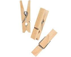 Dailygoods- Wasknijper 100 Stuks - Houten Wasknijpers - Roestvrij Stalen Veerdraad - Ambachten - Geschenken - Duurzaam Gebruik - Houten Clips