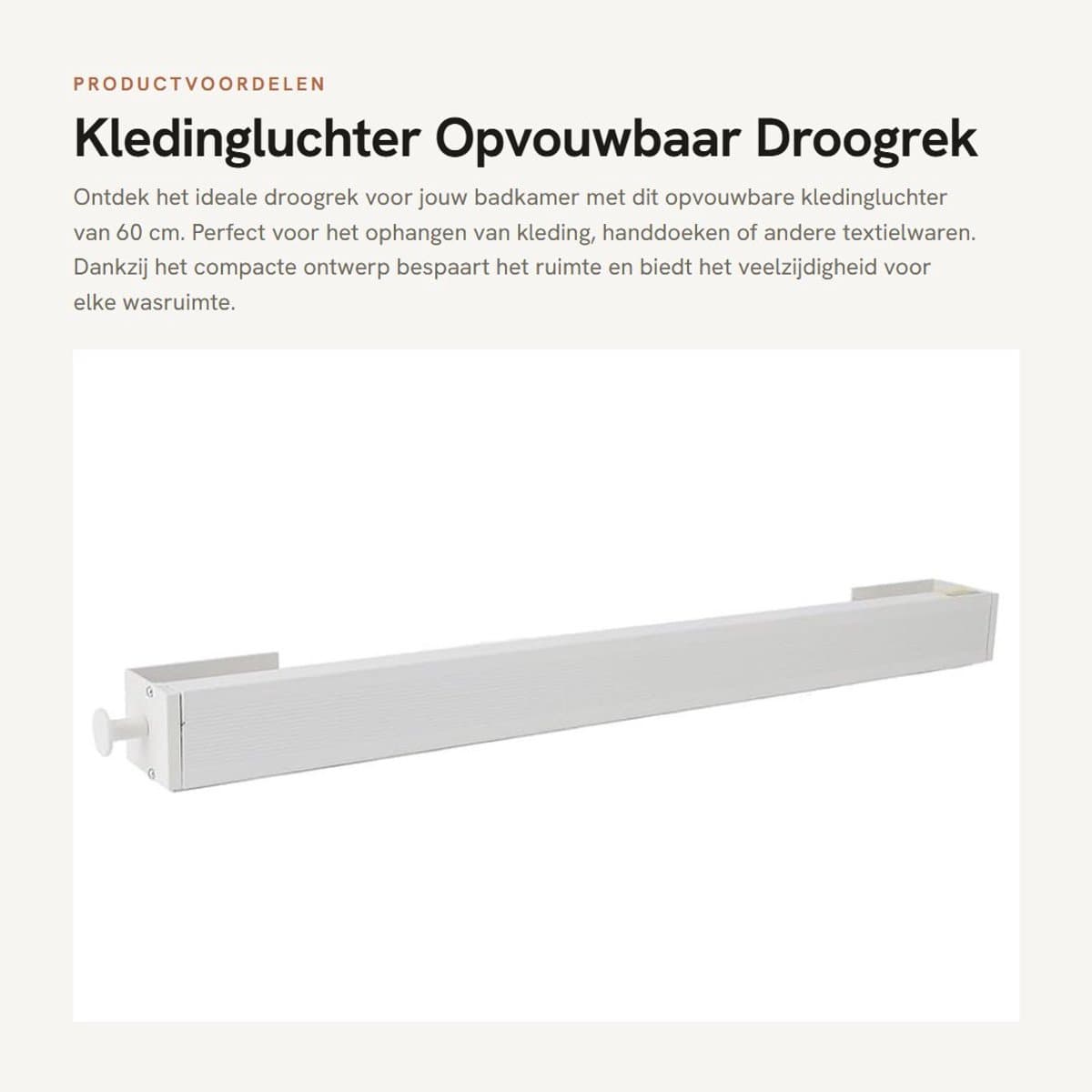 Dailygoods- Kledingluchter 60 cm - Wandgemonteerd - Opvouwbaar - Multifunctioneel - Ruimtebesparend - Premium materiaal - Wasdroogrek — afbeelding 1
