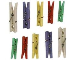 Wasknijpers - Kledinghaken - Kleding Droge - Hout Kunststof - 10 Stuks - Natuurlijk