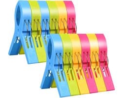 Dailygoods- Strandhanddoekclips 12 Stuks - Grote Wasknijpers - Antislip Ontwerp - Lichtgewicht - Multifunctioneel - Stevige Draagbare Clips - Handdoekclips