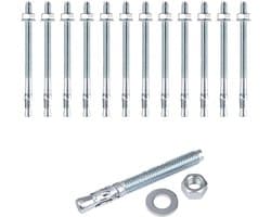 Boutanker Zware Belasting - Betonanker Metaal - Krachtige Montage - Corrosiebestendig Koolstofstaal - M10 x 100mm - Zilver