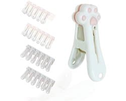 Plastic wasknijpers - Zakclips - Kleding drogen - Windbestendig ontwerp - 24 stuks - Roze en grijs