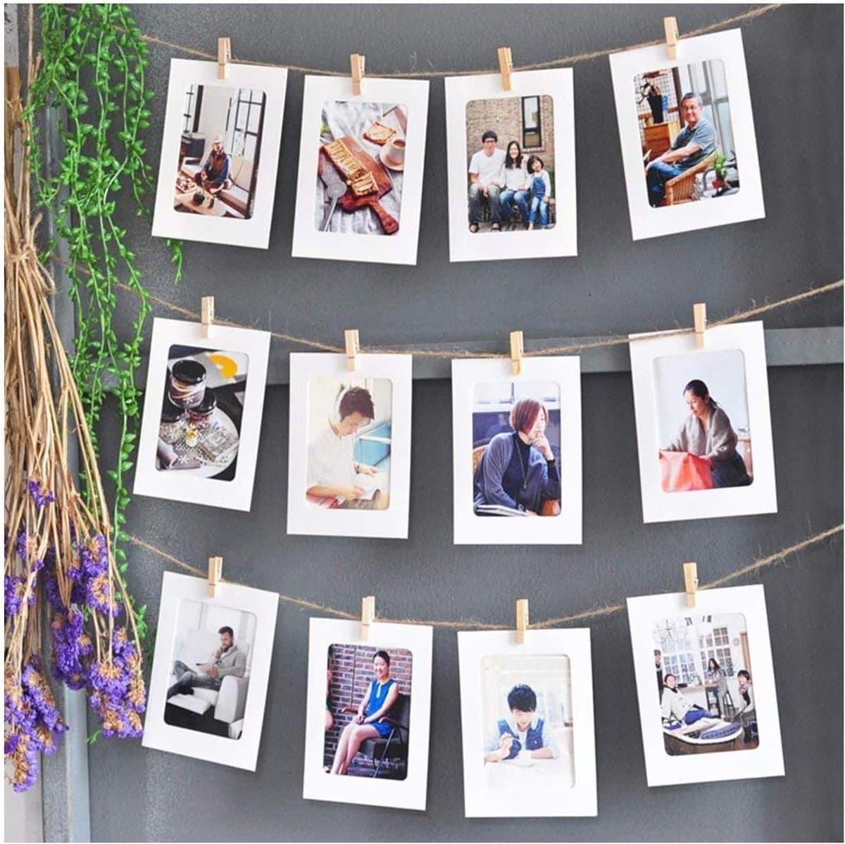Wanddecoratie met Jute Touw en Clips - Flexibel en Creatief - Set van 1 — afbeelding 1