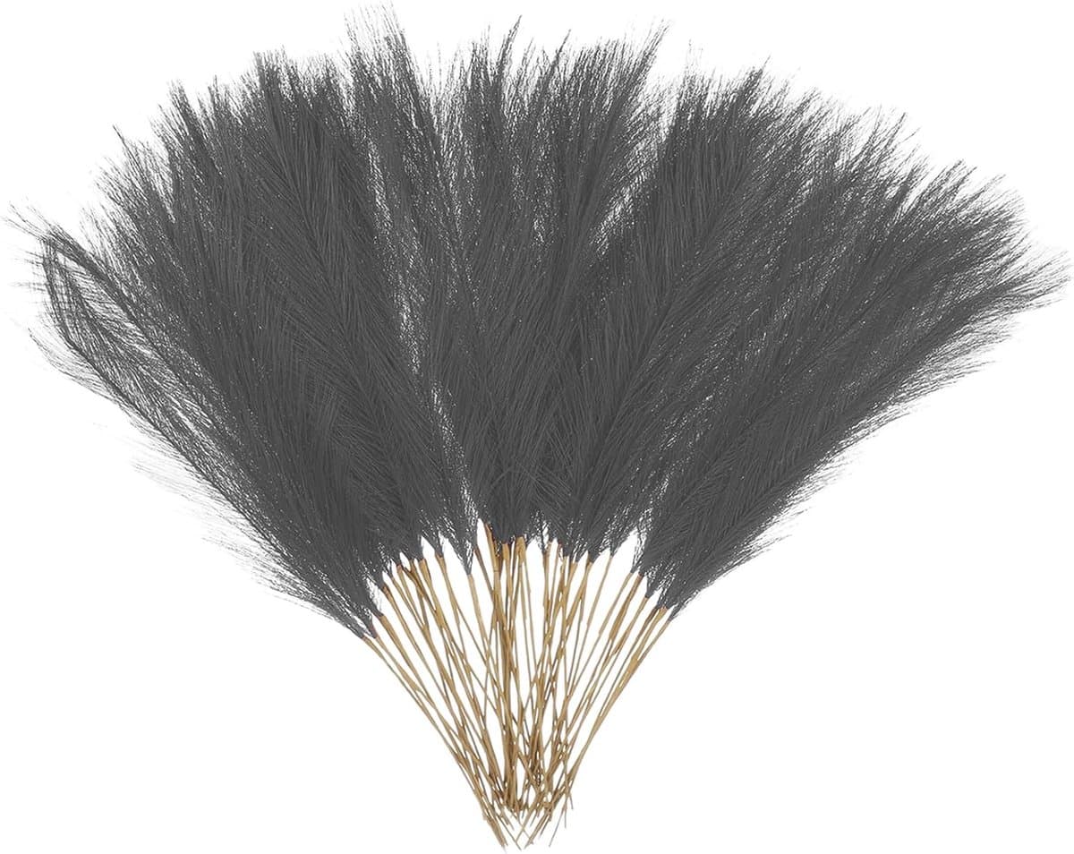 50 stuks kunstmatig pampasgras, 52 cm, kunstmatig gedroogd pampasgras, decoratie met steel, voor vloervaas, vulling, bruiloftsdecoratie, woondecoratie, donkergrijs — afbeelding 1