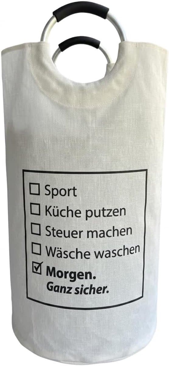 Wasmand 105L met grappige spreuk, opvouwbare wasmand wit — afbeelding 1