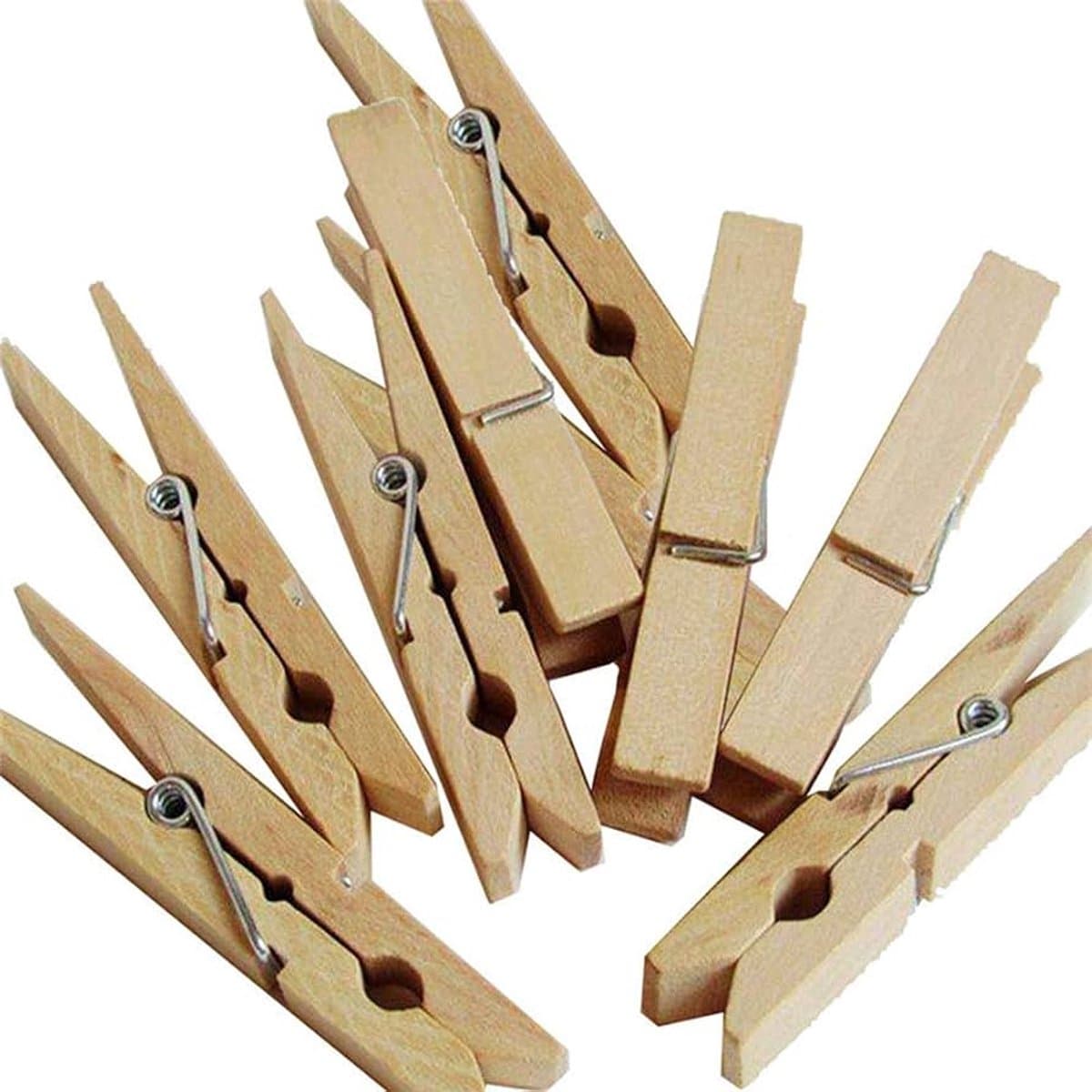 24x knijpers - Houten knijpers - Wasknijpers - Houten knijpertjes - Fotoknijpers - Knutselen - Decoratie - Kleine wasknijpers - Wooden clothespins - Houtkleur - 4,5 cm - Jonyx — afbeelding 1