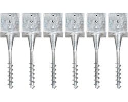 vidaXL - Grondpinnen - 6 - st - 14x14x58 - cm - gegalvaniseerd - staal - zilverkleurig — afbeelding 1