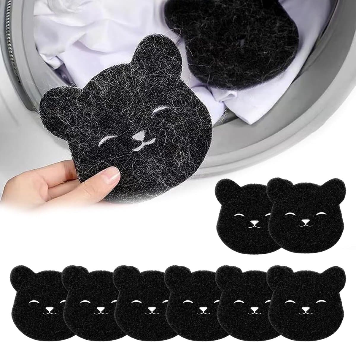 Haarfilters voor wasmachine 8 stuks - herbruikbaar - met smiley-gezicht - effectief voor dierenharen - ShopVlot — afbeelding 1