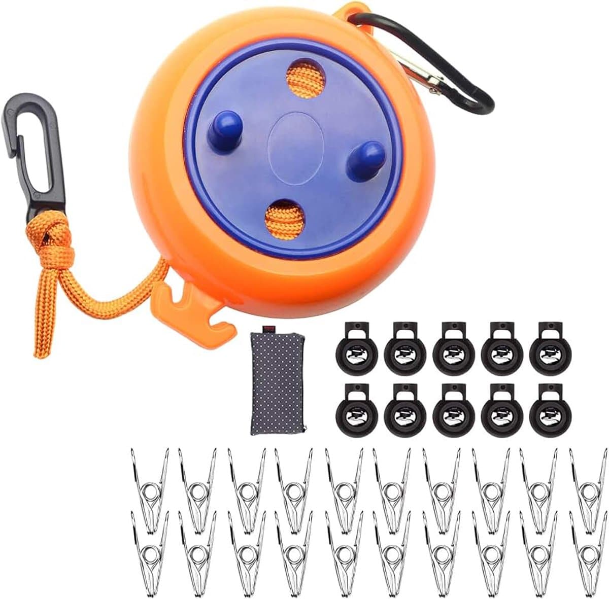Waslijn, 8M Draagbare Intrekbare Reizen Doek Line, Wastouw, Anti Winding Line Kleding Airer Hanger voor Reizen Vakantie Outdoor Indoor (Lijn+Clips+Bag) — afbeelding 1