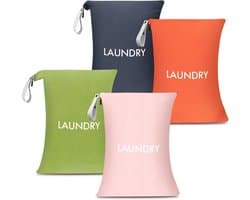 SnelShoppen - 4 Pack Waszakken voor Vuile Kleding, Reiswaszakken van Waterdicht Nylon, Ideaal voor Zwemmen, Yoga en Sport - 23.6"×17.7"