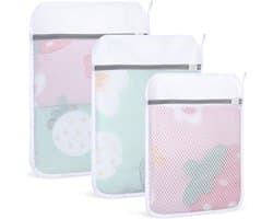 Duurzame Waszakken voor Delicate Kleding - 3 Pack Honingraat Mesh met Rits, Herbruikbare Waszakken voor Ondergoed, Sokken en Bh (12 x 15,7 inch + 16 x 20 inch + 20 inch)