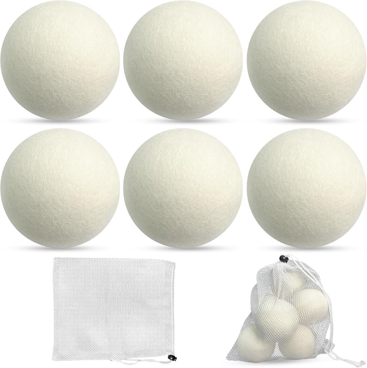 SnelShoppen - 6 Droogballen voor Wasdroger, Ø 8 cm, Natuurlijke Wasverzachter van 100% Ecologische Schapenwol, Vermindert Droogtijd, Duurzaam en Milie — afbeelding 1