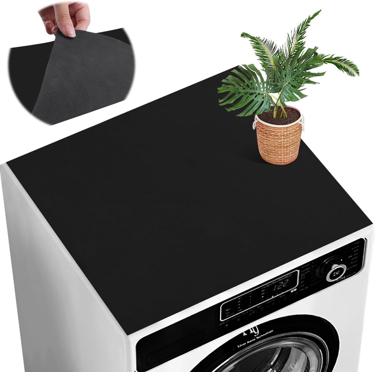 Wasmachinehoes - 60*60 cm - Wasmachine Beschermer - Antislip beschermhoes - Wasmachine Droger Mat - Vloerbeschermmat - Wasmachine Overtrek - Wasmachine Coating - mat - voor wasmachine, droger, keuken, badkamer en campers - zwart — afbeelding 1