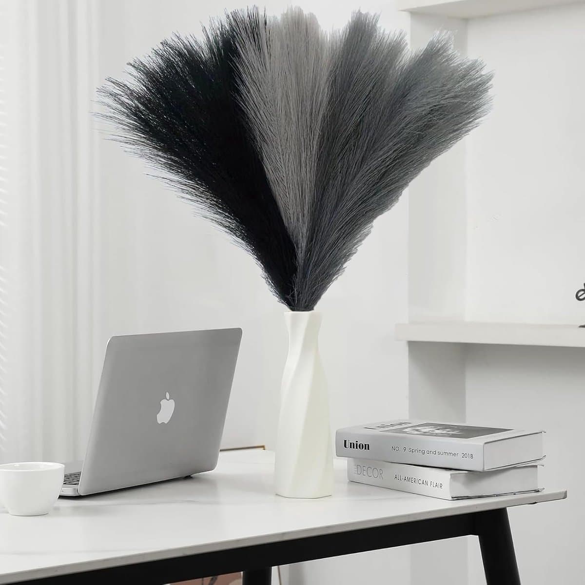 30 stuks 55 cm, pampasgras, kunstbloemen, pampasgras, decoratie, woonkamer, gedroogde bloemen, wollig, boho voor het decoreren van slaapkamer, woonkamer, bruiloft (driekleurig C) — afbeelding 1