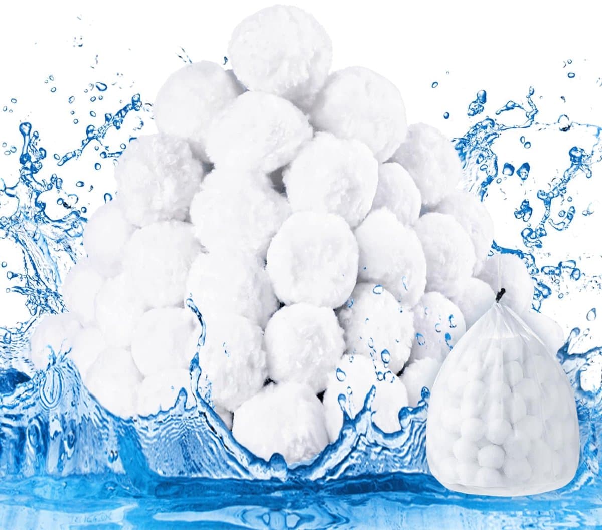 Filterballen voor zwembad, 1400 g, filterballen voor zandfilterinstallaties, vervanging van 45 kg filterzand, kwartszand, herbruikbare Steinbach zwembad, filterballen, zwembad met wasnet, voor — afbeelding 1