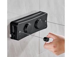 SnelShoppen - Retractable Clothesline Indoor en Outdoor - Dubbele Kledinglijn - Heavy Duty Wandmontage - RVS - Ruimtebesparend - Zwart