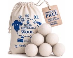 SnelShoppen - Wollen Wasdrogerballen Set van 6 - Natuurlijke Wasverzachter - Herbruikbaar - Vermindert Kreukels en Droogtijd - Duurzaam Alternatief vo