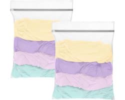 Extra grote mesh waszakken met rits - Duurzaam en herbruikbaar wasnet voor delicate was zoals truien, jassen en ondergoed - 60x80 cm, voorkomt vervorming van kleding, ideaal voor overhemden, sokken en lingerie