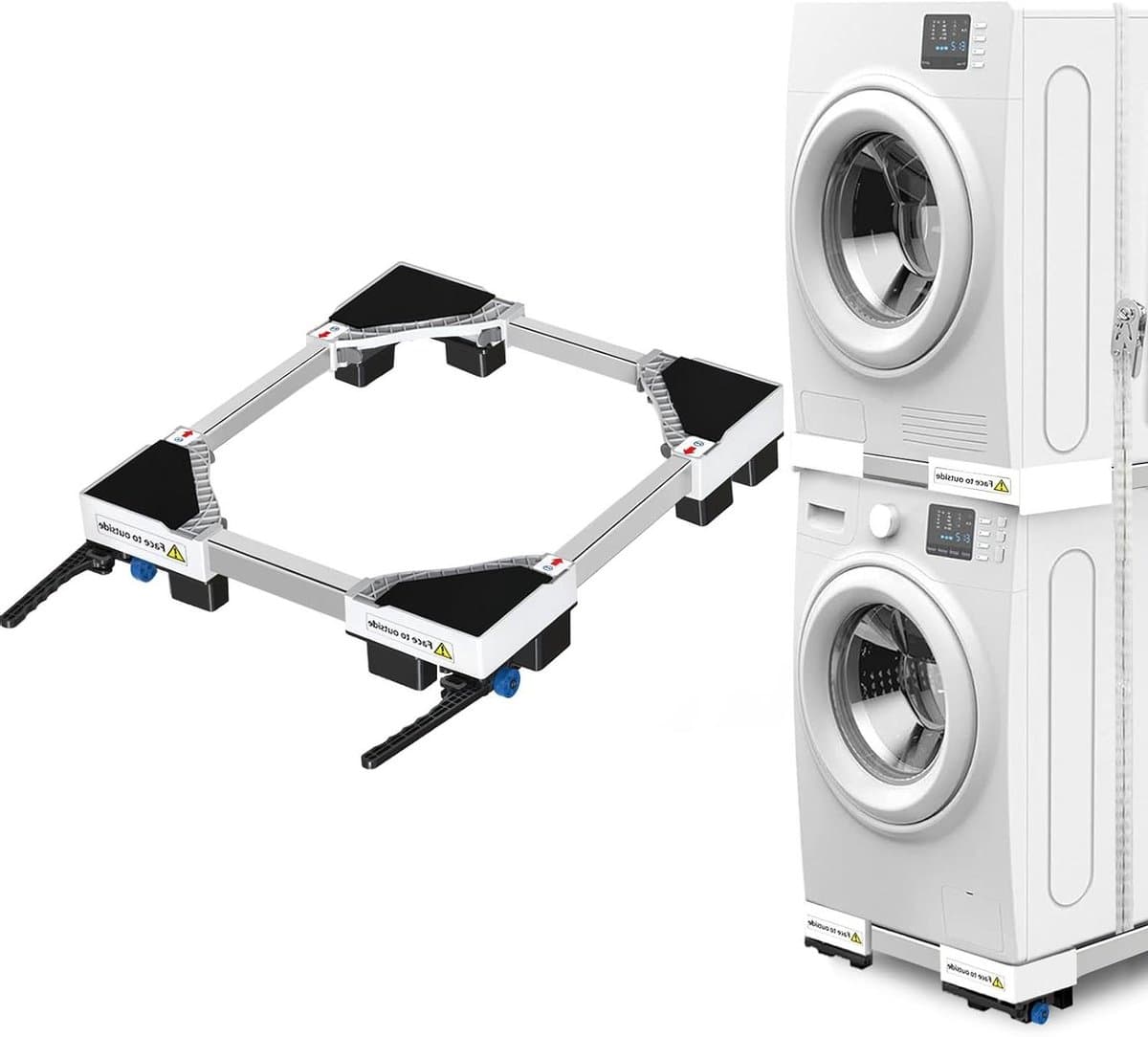 Wasmachine Onderstel - Verrijdbaar Onderstel - Apparaten Verplaatsen - Verstelbare Afmetingen - 42-69 cm - Zwart — afbeelding 1