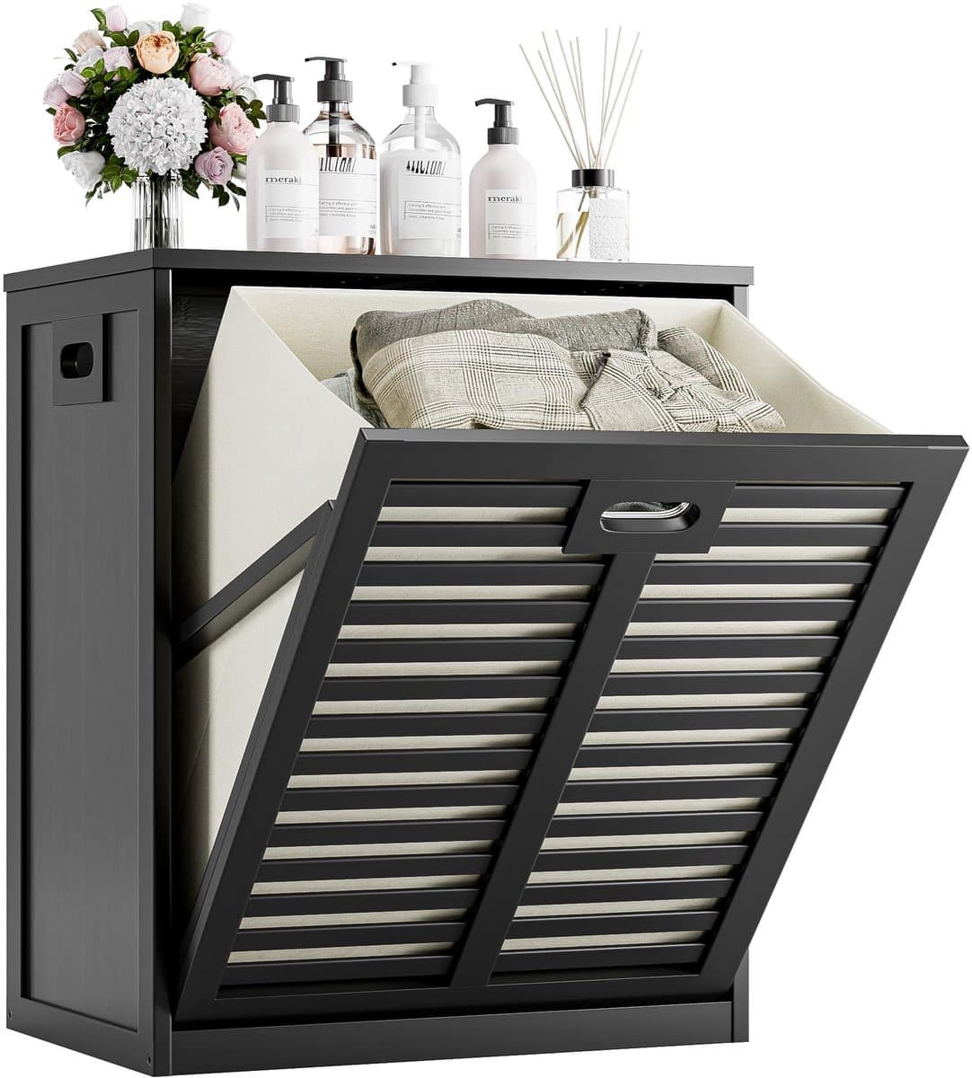 Dailygoods- Wasmandkast 63 Liter - Verwijderbare Waszak - Metalen Handgreep - Kantelbaar - Multifunctioneel Opbergproduct - Geschikt voor Keuken/Badkamer - Opbergkast — afbeelding 1