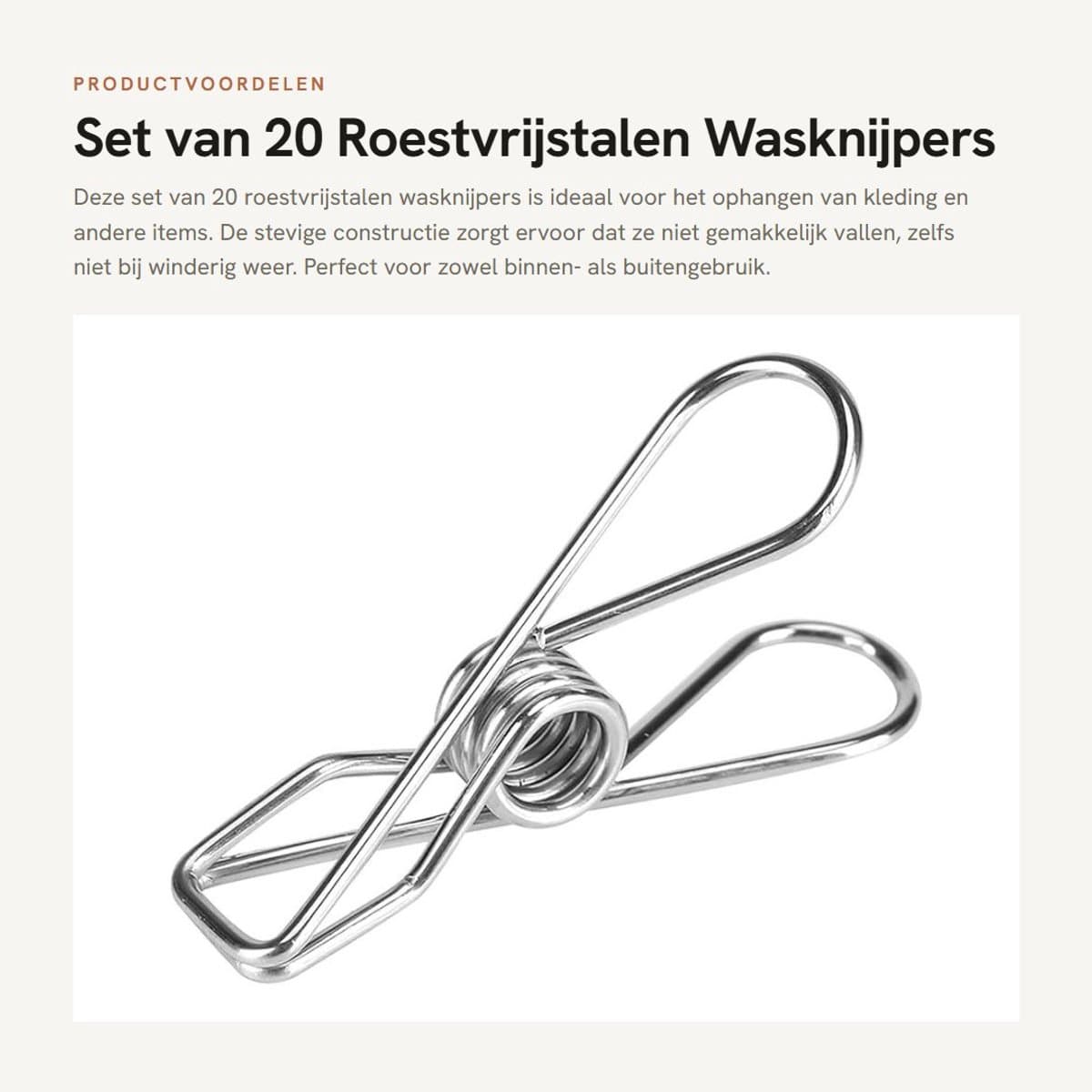 Dailygoods - Set van 20 Roestvrijstalen Wasknijpers voor Kleding — afbeelding 1