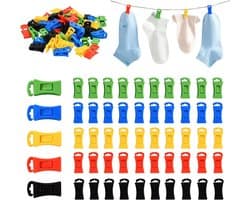 Kleurrijke Sokkenklemmen - Sokkenhouders Clips - Sokken Sorteren - Duurzaam Kunststof - 50 stuks - Multicolor
