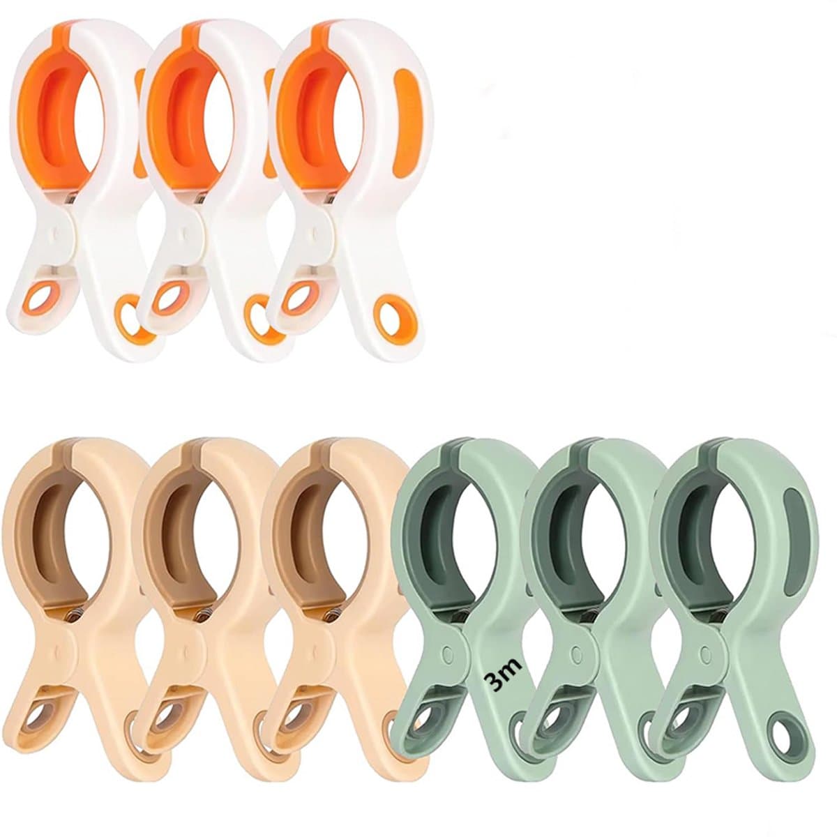 Plastic wasknijpers - set van 9 - 10,6*6*2,2cm - strandlakenclips - plastic handdoekclips - wasknijpers - wasknijpers voor buiten - geschikt voor de dagelijkse was, badhanddoeken, dekens enz. - roze/groen/wit — afbeelding 1