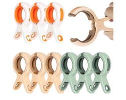 Set van 9 plastic wasknijpers - strandhanddoekclips - plastic handdoekclips - wasknijpers - wasknijpers voor buiten - geschikt voor dagelijkse was, badhanddoeken, dekens, enz. - roze/groen/wit