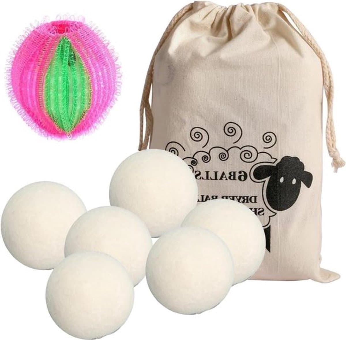 Allecto Plus - Set van 6 natuurlijke wollen drogerballen 4 cm met opbergtas — afbeelding 1