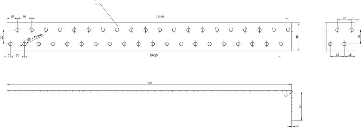 Stalen Anker - Hoekanker Bevestiging - Beton Plaatsen - Geperforeerde Plaat - 400x40mm 4 Stuks - Zilver — afbeelding 1