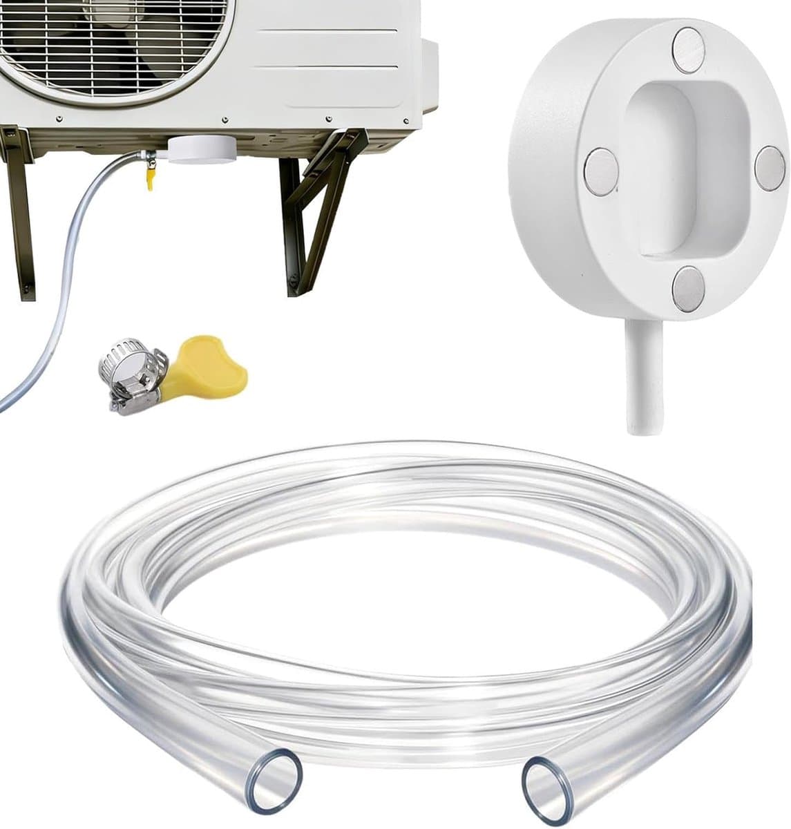 Afvoerset Airco - Condenswater Slang - Efficiënt Afvoeren - Magnetische Bevestiging - 18 m Lengte - Transparant — afbeelding 1
