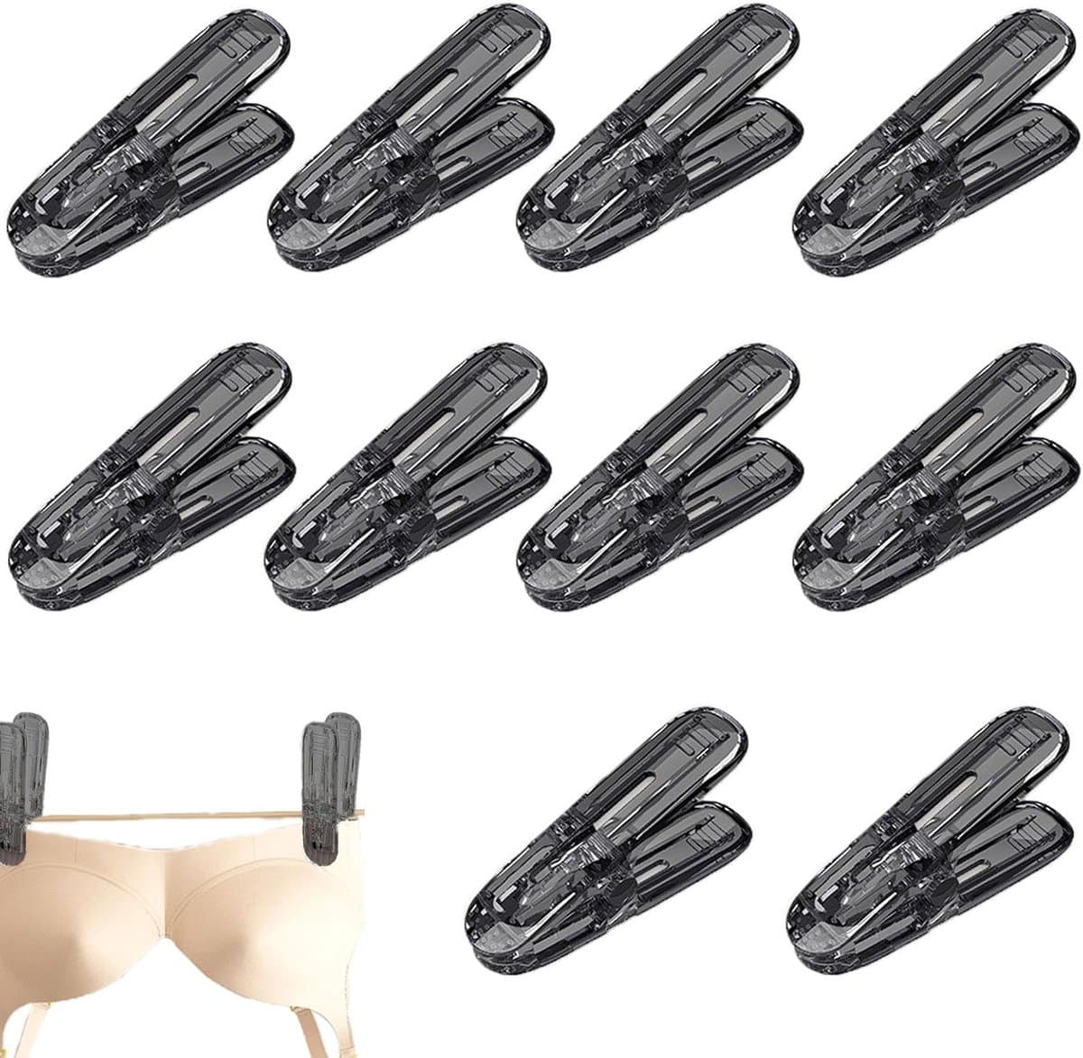 Kledingklemmen - Wasknijpers - Kleding Drogen - Winddicht Ontwerp - 10 Stuks - Transparant Grijs — afbeelding 1