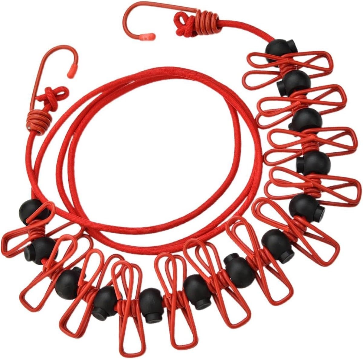 Camping Waslijn - Reis Waslijnen - Kleding Drogen - Winddicht Anti-slip - Tot 3.7 Meter - Rood — afbeelding 1